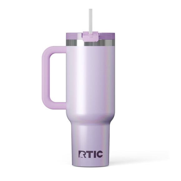 RTIC Road Trip Tumbler 40oz Lavender Glitter Handle Ceramic Lined Leakproof Cup - Picture 1 of 11